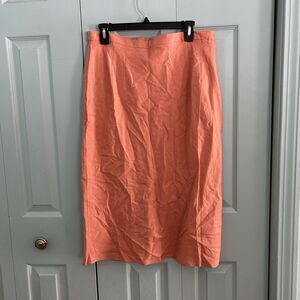 Dress Mill Burnt Orange Linen Blend Midi Skirt XL Boho Prairie Farmers Market